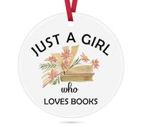 Books Ornaments for Christmas Tree Book Lovers Gifts for Women Men Ceramic Ornament Keepsake Bookish Gift for Friend Book Accessories for Women Bookworm Library Reader Christmas Hanging Ornaments