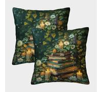 Books Pillow Cases Set of 2 Cozy Pillowcases Art Cushion Cover with Invisible Zipper Decorative for Sofa Living Room Bed Home 45x45cm