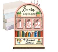 Books Read Counter | Bookshelf Decor Wooden Stand, Books Read Tracker | For Reading Goal Display Up To 999 Bookworm Student Teacher Writers Readers Library Christmas Stocking Stuffers