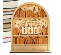 Books Read Counter - Wooden Tabletop Decoration for Literary Goals | Tracker Display Sign with Progress Sliders, Yearly Milestone Marker, Novelty Library Ornament for Shelf Nook