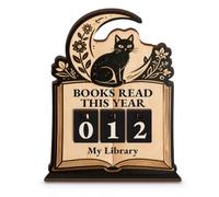 Books Read This Year Counter, Decorative Black Cat Book Tracker, Wooden Bookshelf Decor, Perfect Book Gifts for Book Lovers, Readers, Writers