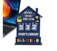 Books Read This Year Counter, Decorative Rustic Wooden Manual Reading Progress Indicator Sign for Book Counting On For Desk Table Home Office And