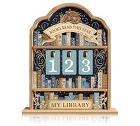 Books Read This Year Counter, Dragon Book Reading Tracker Counter, Wooden Mini Bookshelf Log with 3-Digit Flip Number Display, Library Accessories, Books Gifts for Book Lovers, Readers