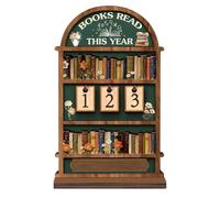 Books Read This Year Counter, Green Vintage Double Layer Wooden Book Tracker, Retro Reading counter for Home Library Decor, Bookshelf Decor，Bookish Gift for Book Lovers & Books Club Members