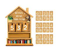 Books Read This Year Counter - Manual Rustic Wooden Decorative Tracker, Bookshelf Counter Sign, Vintage Page Turner Tally | Literary Decor for Shelf Desk Table Home Office Study Reading Nook