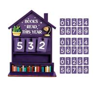 Books Read This Year Counter - Manual Rustic Wooden Decorative Tracker, Bookshelf Counter Sign, Vintage Page Turner Tally | Literary Decor for Shelf Desk Table Home Office Study Reading Nook