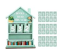 Books Read This Year Counter - Manual Rustic Wooden Decorative Tracker, Bookshelf Counter Sign, Vintage Page Turner Tally | Literary Decor for Shelf Desk Table Home Office Study Reading Nook