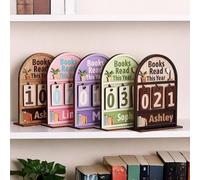 Books Read This Year Counter,Personalized Books Read Tracker Sign,Mini Bookshelf Plaque,Book Ends,Gift for Readers,Book Lovers,kids,Birthdays,Christmas,Back-to-school,Bookshelf Decor (Coffee)