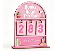 Books Read This Year Counter,Pink Double Layer Wooden Reading Tracker Sign,Books I've Read This Year Sign,Charming Bookshelf Decor,Bookish Gift for Teen Girls & Book Lovers.