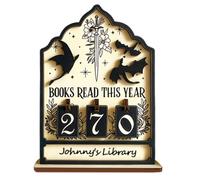 Books Read This Year Counter, Retro Brown Double Layer Wooden Book Tracker, Bookshelf Decor for Library, Bookish Gifts, Accessories for Book Lovers, Bookworms, Readers, Pterosaur Themed