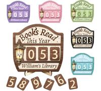 Books Read This Year Counter Sign, Personalized Books Read Tracker Sign Plaque, Custom Name Bookshelf Counter Bookish Decor, Gift for Book Lovers, Readers, Library Lovers (style01)
