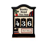 Books Read This Year Counter, Wooden Annual Reading Counter with 30 Number Tags, Read Tracker Sign Decoration For Readers, Teachers & Library Lovers, 15.4x21cm