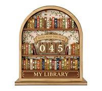 Books Read This Year Counter, Wooden Books Read This Year Reading Tracker with 0-9 Number, Bookshelf Decor for Readers, Teachers, Writers, Librarians, Exquisite Book Lovers Gifts (Brown)