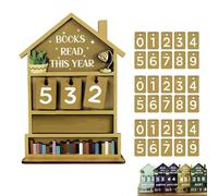 Books Read This Year Counter, Wooden Books Read This Year Sign, Rustic Book Tracker Sign, Bookshelf Book Counter Signs, Reading Recorder Decoration For Librarian, Reader, Teacher(Yellow)