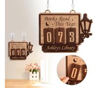 Books Read This Year Counter,Wooden Books Read Tracker Annual Book Counter with Hanging Rope ome Library Decor Gifts for Readers Book Lovers Bookshelf Décor for Reading Challenge
