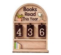 Books Read This Year Sign, Books Read This Year Counter, Pratical Reading Challenge Bookshelf Decor, Book Counter Tracker for Living Room, Wooden Bookish Track Shelf Ornament for Home Decor