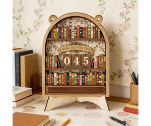 Books Read This Year Tracker | 3D Wooden Bookish Track Shelf Ornament | Bookworm Shelf Decor, Retro Art Bookcase Ornament, Reading Progress Tracker, for Readers, Teachers, Writers, and Library Lovers