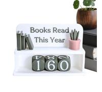 Books Read This Year Tracker, Book s Library Logo, 3D Printed Bookworm Decoration, Manual Annual Readership Counter For Home Librarian Classroom Women Men Kids
