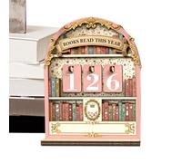 Books Read This Year Tracker, Wooden Bookish Track Shelf Ornament, Books Read Tracker Counter Sign For Library Nook Study Corner Home Workplace Living Room
