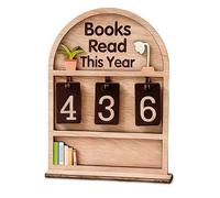 Books Read This Year Tracker, Wooden Books Read This Year Counter, Book Tracker Sign with Flip Numbers, Bookish Track Shelf Ornament for Readers Teachers Writers and Book Lovers
