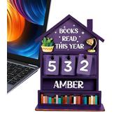 Books Read Tracker,Wooden Rustic Home Display Manual Read Tracker - Bookshelf Decor Reading Sign | for Shelf Desk Home Office Study Living Room