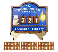 Books Reading Counter Sign, Wooden Reading Challenge Table Decoration with Removable Plates Lantern Pattern Number of Books Read, for Library, Reading Club, Home Shelf, Office, Study Room, Reading