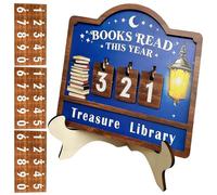 Books Reading Counter Wooden Reading Challenge Table Decoration with Removable Plates Lantern Pattern Number of Books Read for Students Library Club Reading Office Living Room
