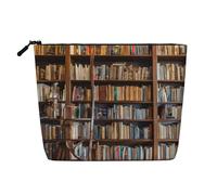 Books - Themed Makeup Bag - Waterproof Hemp Cosmetic Pouch for Travel, Daily Use & Gifts (9.5x6.7x2in)