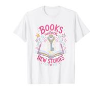 Books Unlock new Stories Reader Bookworm Librarian Value Graphic T-Shirt