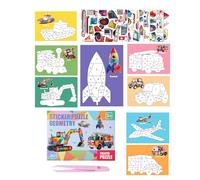 Books With Stickers,Numbered Collage | 3D Sticker Kit For Making Collage,For Travel School Home Educational Boys Girls Airplane Car Christmas