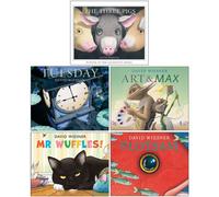 BOOKS4PEOPLE David Wiesner Collection 5 Books Set (The Three Pigs, Tuesday, Art And Max, Mr Wuffles, Flotsam)