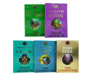 BOOKS4PEOPLE Fighting Fantasy Rpg 5 Books Collection Set (6-10) Deathtrap Dungeon & Classic Adventure Gamebooks Collection