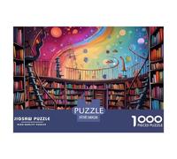 Bookshelf 1000 Piece Jigsaw Puzzle for Adults Challenging for Challenging Family Activity Games Colorful Hard Puzzle for 38x26cm/1000pcs Family Decorations