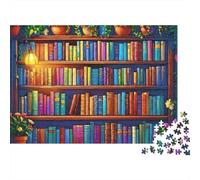 Bookshelf 1000 Piece Jigsaw Puzzle for Adults Colorful Library Wall Paper Jigsaw Puzzle Game Mindfulness Relaxation Home Gift 70x50cm/1000pcs