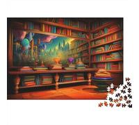 Bookshelf 1000 Pieces Jigsaw Puzzles for Adults， 1000 Piece Puzzle Mystic Study Great Gifts Home Decoration 70x50cm/1000pcs