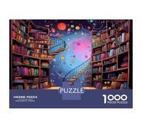 Bookshelf 1000pc Jigsaw of Eco-friendly Board Colourful Jigsaws Starry Stairs As A Fun And Challenging Family Game for Collectible Art 38x26cm/1000pcs