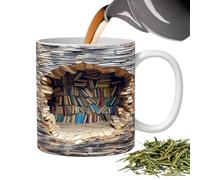Bookshelf 3D Library Mug - Funny Librarian Coffee Mug | Creative Space Design Mugg Multiple Mugg for Book Lovers | Gift in the Christmas Box Packaging for