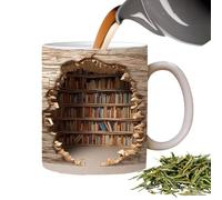 Bookshelf 3D Library Mug - Funny Librarian Coffee Mug | Creative Space Design Mugg Multiple Mugg for Book Lovers | Gift in the Christmas Box Packaging for
