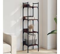 Bookshelf 4-Tier Brown Oak 35x30x138.5cm Engineered Wood & Steel SpaceSaver Slim