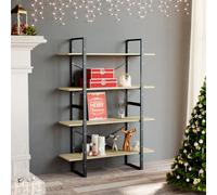 Bookshelf 4-Tier Sonoma Oak Engineered Wood Metal 100x30x70 cm Home Office HQ
