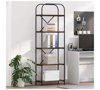 Bookshelf 5-Shelf Smoked Oak Engineered Wood Freestanding 60x30x183cm Black Legs