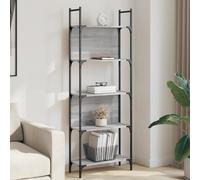 Bookshelf 5-Tier Grey Sonoma EngineeredWood & PowderCoated Steel 60.5x24x166.5cm