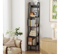 Bookshelf, 5-Tier Narrow Book Shelf, Ladder Shelf for Home Office, Black