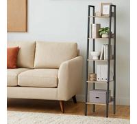 Bookshelf, 5-Tier Narrow Book Shelf, Ladder Shelf for Home Office, Living Room, Bedroom, Kitchen, Camel Brown and Black