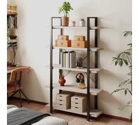 Bookshelf, 5-Tier Storage Rack, Standing Shelf, Greige + Black