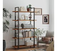 Bookshelf, 5-Tier Storage Rack, Standing Shelf, Rustic Brown + Black