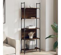 Bookshelf 5Tier Brown Oak 60.5x24x166.5 cm Engineered Wood & Powder-Coated Steel