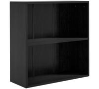 Bookshelf 60x24x63cm Black Particle Board 2-Tier Adjustable Shelf Compact Units