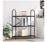 Bookshelf 80x30x109cm Black Oak Engineered Wood 5-Shelf Black Steel Frame Modern