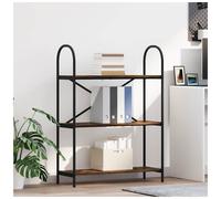 Bookshelf 80x30x109cm Smoked Oak Engineered Wood 5-Tier Black Frame Modern Shelf
